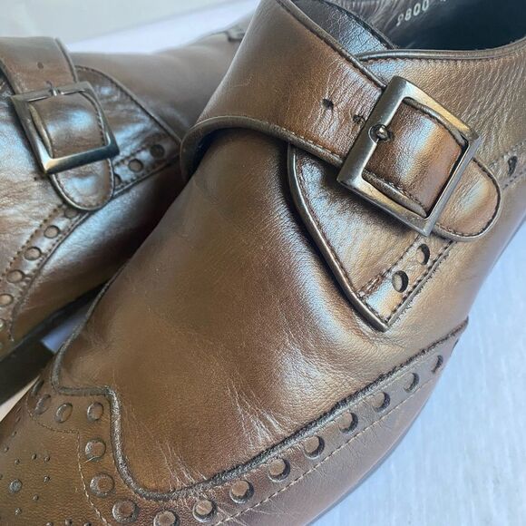 CERTO Men’s Single Monk Strap Wing Tip Leather Shoes Size 42 / 9.5 US - Picture 6 of 15